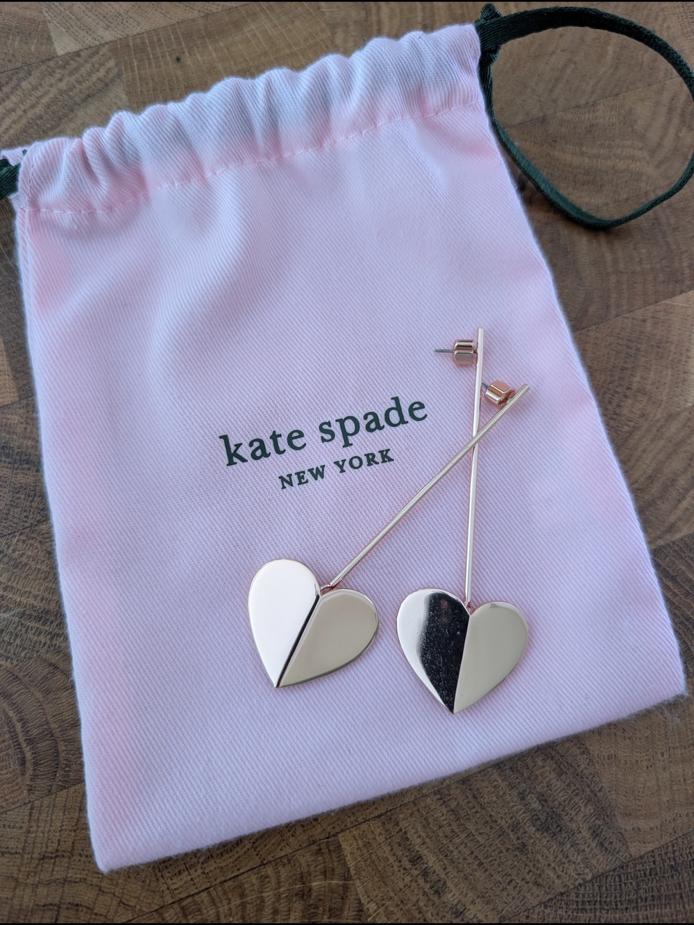 Kate Spade Rose Gold Heart Drop Earrings